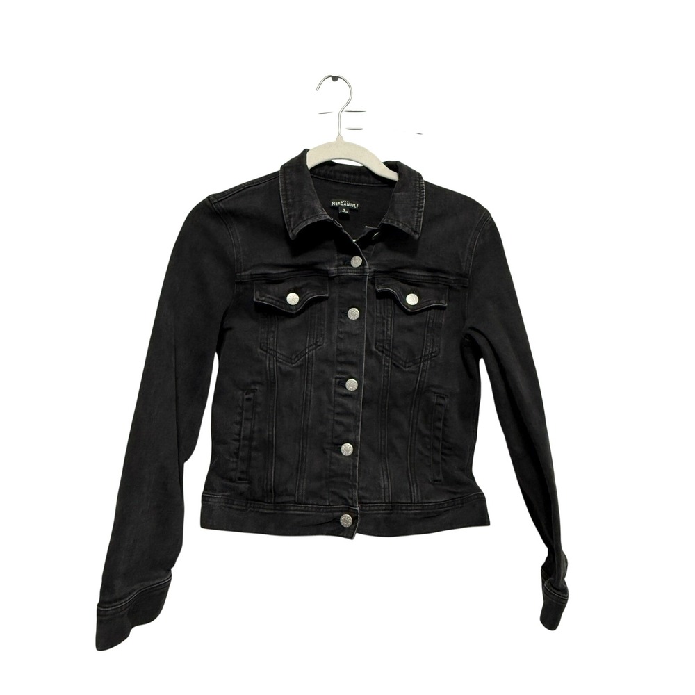 J. Crew Mercantile Black Denim Jacket Womens‎ Size Small Classic Trucker Style